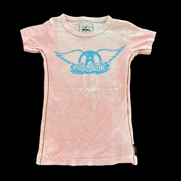 Trunk LTD Unisex 4/5 Peach Aerosmith Graphic T Shirt Bleach Affect Band Tee - Picture 1 of 4
